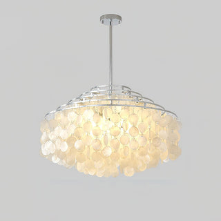 Lustra Suspension Lampe Coquillage Rond en Chrome