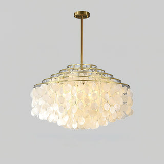 Lustra Suspension Lampe Coquillage Rond en Chrome