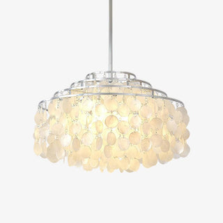 Lustra Suspension Lampe Coquillage Rond en Chrome