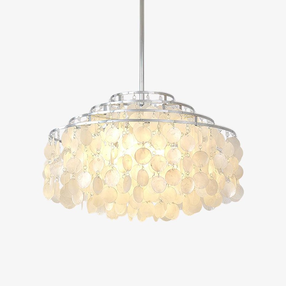 Ardien Suspension Lampe Coquillage Rond en Chrome