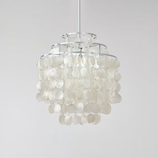 Lustra Suspension Lampe Coquillage Rond en Chrome