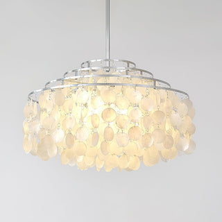 Lustra Suspension Lampe Coquillage Rond en Chrome