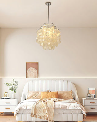 Lustra Suspension Lampe Coquillage Rond en Chrome
