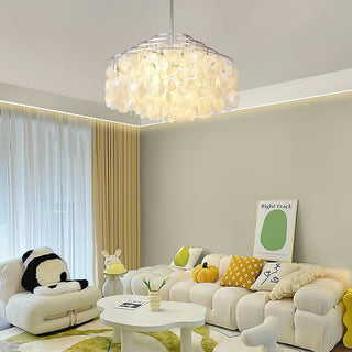 Lustra Suspension Lampe Coquillage Rond en Chrome