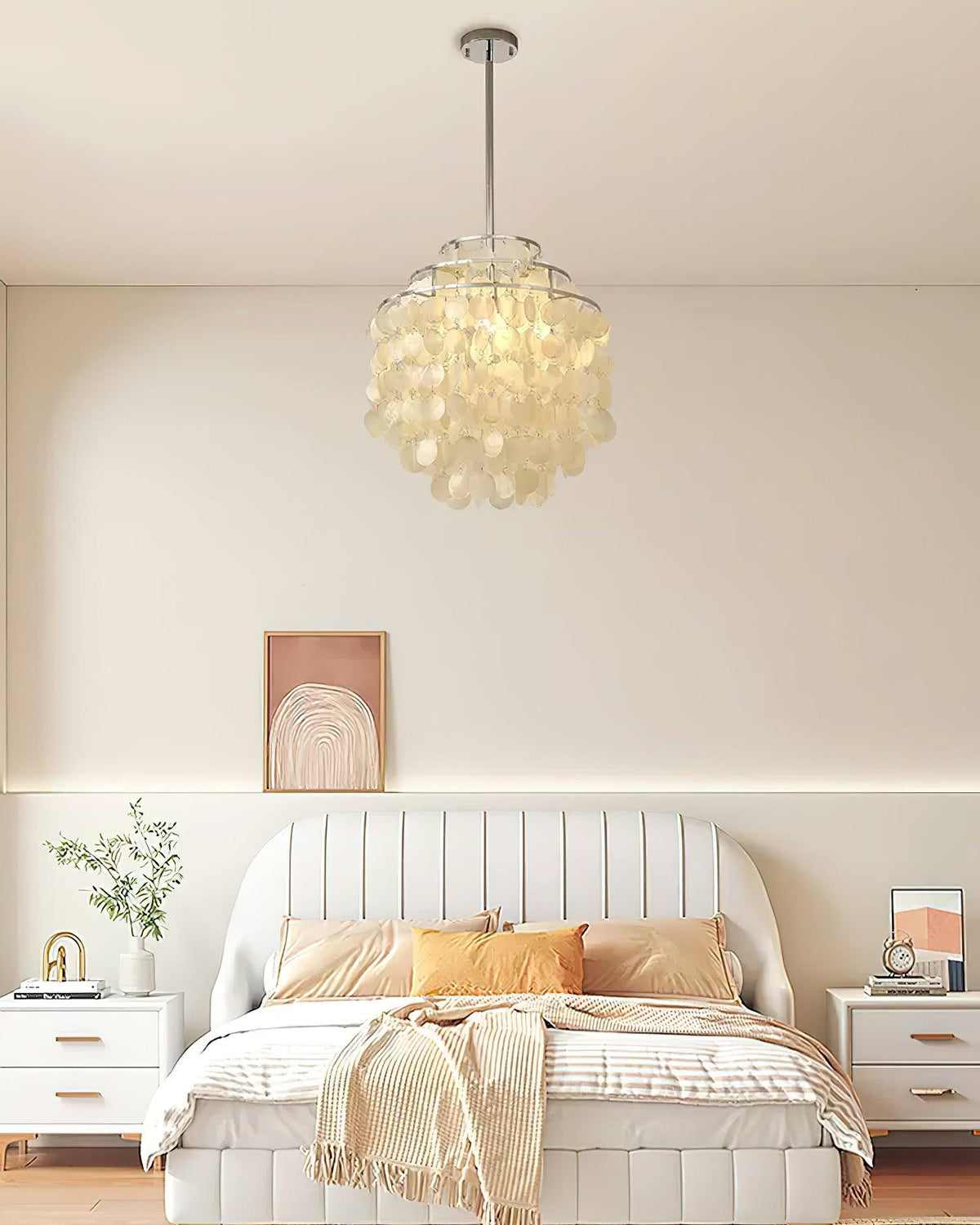 Ardien Suspension Lampe Coquillage Rond en Chrome