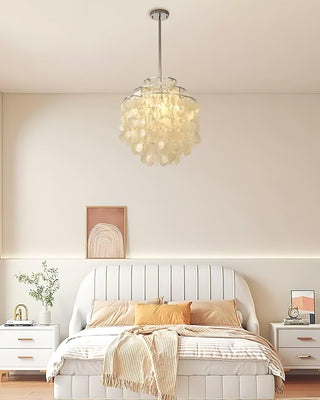 Lustra Suspension Lampe Coquillage Rond en Chrome