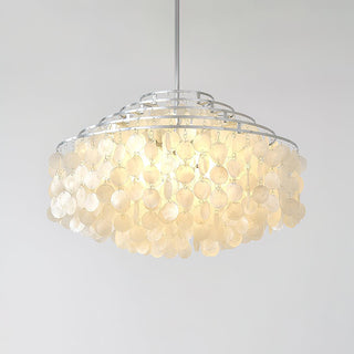 Lustra Suspension Lampe Coquillage Rond en Chrome