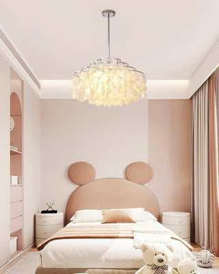 Lustra Suspension Lampe Coquillage Rond en Chrome