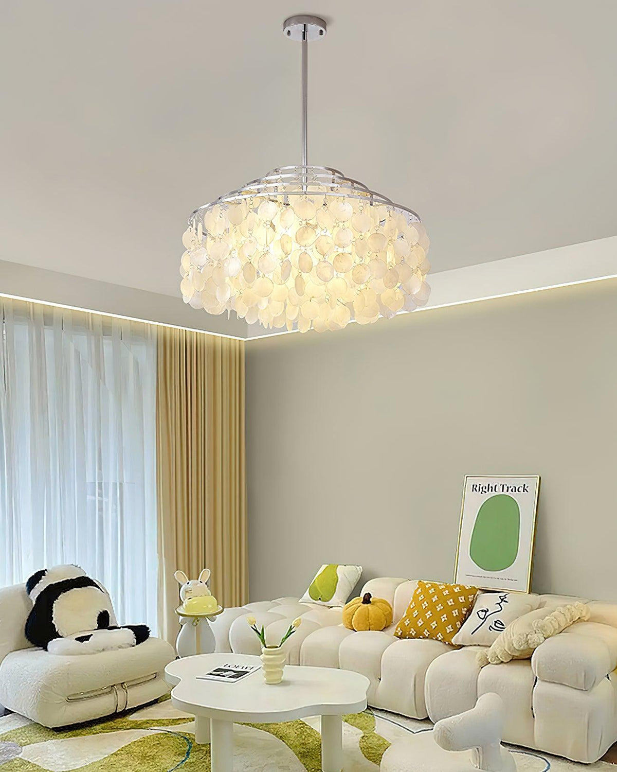 Ardien Suspension Lampe Coquillage Rond en Chrome