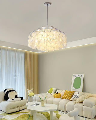 Lustra Suspension Lampe Coquillage Rond en Chrome