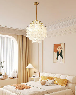 Lustra Suspension Lampe Coquillage Rond en Chrome