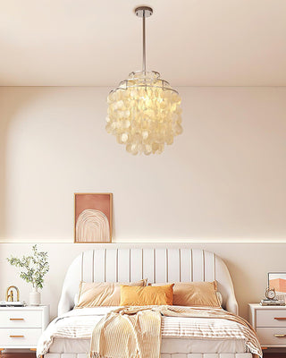 Lustra Suspension Lampe Coquillage Rond en Chrome