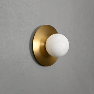 Round Alabaster Orb Sconce-Neutral Decor