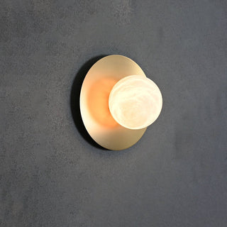 Round Alabaster Orb Sconce-Neutral Decor