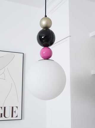 Eshaisra Nordic Art Rond Billes Empilage Verre Pendentif Lampe