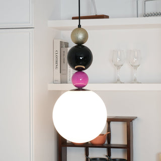 Eshaisra Nordic Art Rond Billes Empilage Verre Pendentif Lampe