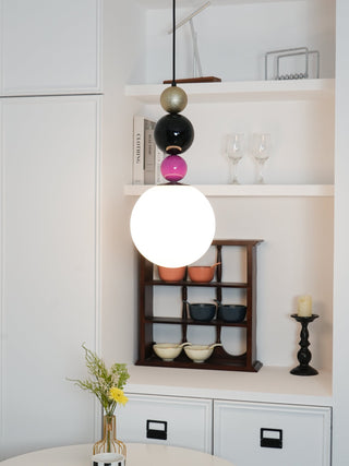 Eshaisra Nordic Art Rond Billes Empilage Verre Pendentif Lampe