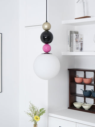 Eshaisra Nordic Art Rond Billes Empilage Verre Pendentif Lampe
