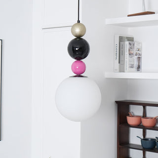 Eshaisra Nordic Art Rond Billes Empilage Verre Pendentif Lampe