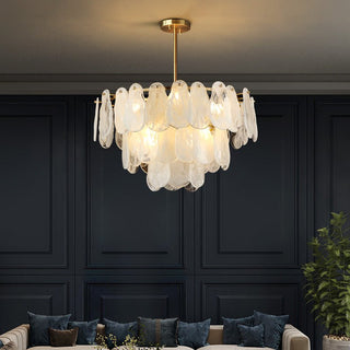 Zosolia Lustre Rond en Verre Nuageux de Luxe