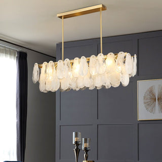 Zosolia Lustre Rond en Verre Nuageux de Luxe