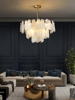 Zosolia Lustre Rond en Verre Nuageux de Luxe
