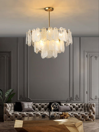 Zosolia Lustre Rond en Verre Nuageux de Luxe