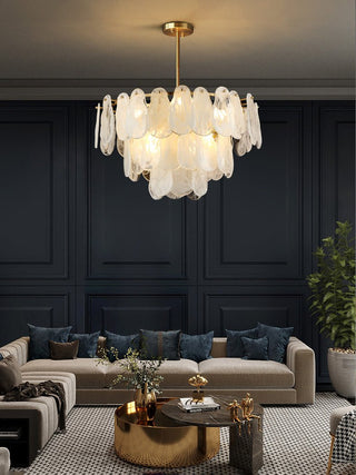 Zosolia Lustre Rond en Verre Nuageux de Luxe