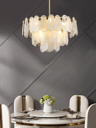 Zosolia Lustre Rond en Verre Nuageux de Luxe