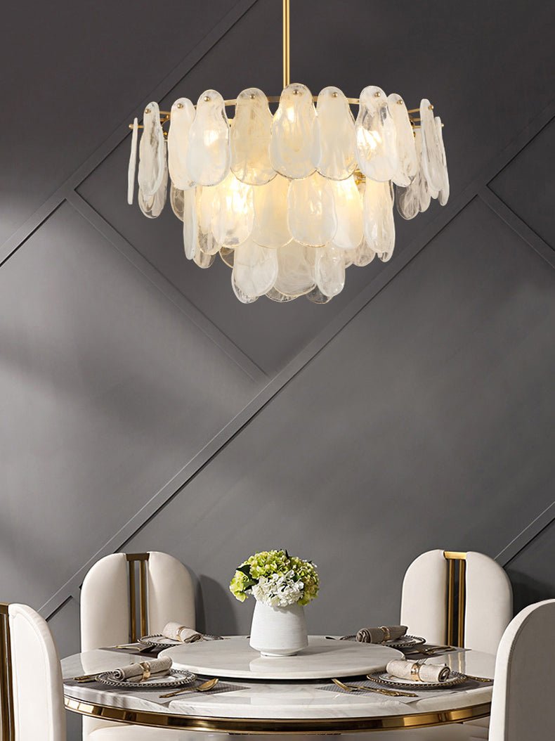 Renien Lustre Rond en Verre Nuageux de Luxe