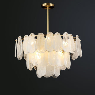 Zosolia Lustre Rond en Verre Nuageux de Luxe