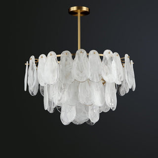 Zosolia Lustre Rond en Verre Nuageux de Luxe