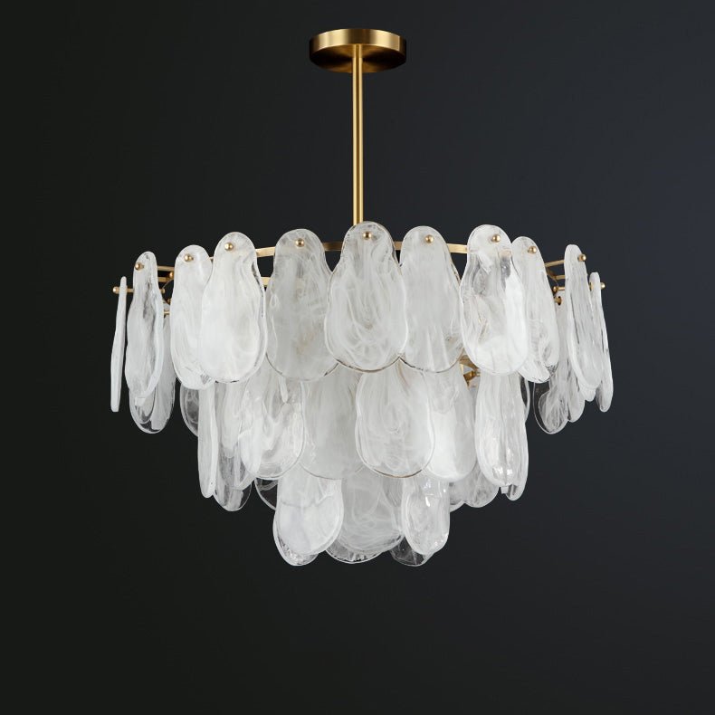 Renien Lustre Rond en Verre Nuageux de Luxe