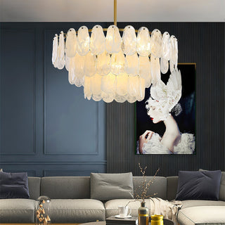 Zosolia Lustre Rond en Verre Nuageux de Luxe