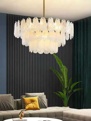 Zosolia Lustre Rond en Verre Nuageux de Luxe