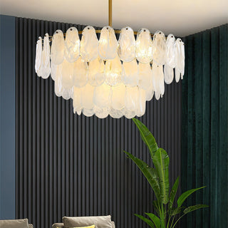 Zosolia Lustre Rond en Verre Nuageux de Luxe