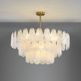 Zosolia Lustre Rond en Verre Nuageux de Luxe