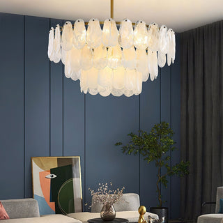 Zosolia Lustre Rond en Verre Nuageux de Luxe