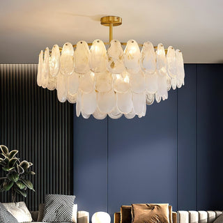 Zosolia Lustre Rond en Verre Nuageux de Luxe