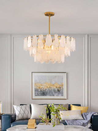 Zosolia Lustre Rond en Verre Nuageux de Luxe