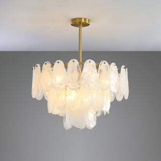 Zosolia Lustre Rond en Verre Nuageux de Luxe