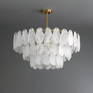 Zosolia Lustre Rond en Verre Nuageux de Luxe