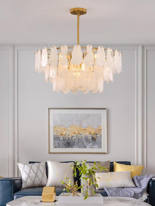 Zosolia Lustre Rond en Verre Nuageux de Luxe