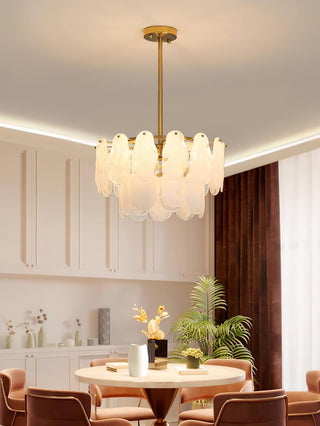 Zosolia Lustre Rond en Verre Nuageux de Luxe
