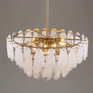 Zosolia Lustre Rond en Verre Nuageux de Luxe