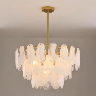 Zosolia Lustre Rond en Verre Nuageux de Luxe