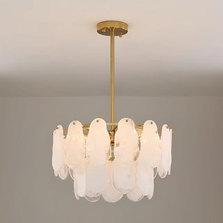 Zosolia Lustre Rond en Verre Nuageux de Luxe