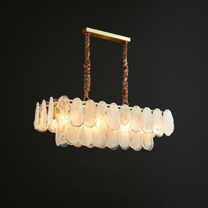 Renien Lustre Rond en Verre Nuageux de Luxe