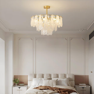 Zosolia Lustre Rond en Verre Nuageux de Luxe