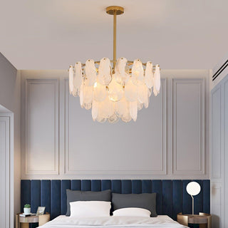 Zosolia Lustre Rond en Verre Nuageux de Luxe